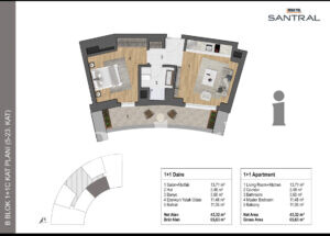 floor plan 1+1 43.32 m2 makyol sentral social cafe apartments for sale in istanbul turkey