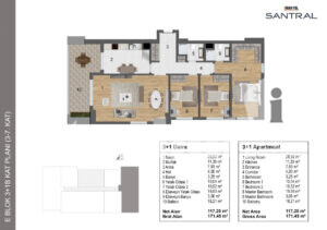 floor plan 3+1 117.25 m2 makyol sentral social cafe apartments for sale in istanbul turkey